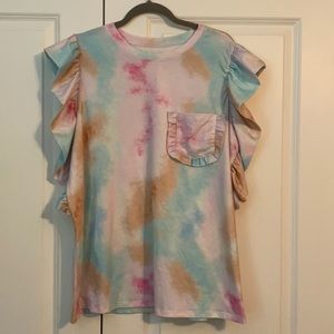 Tie dye ruffle top
